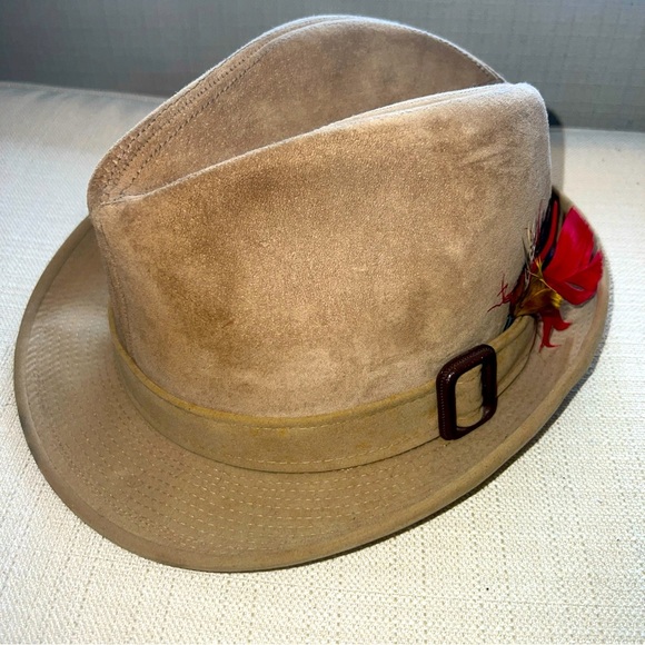 Dobbs Suede Leather Light Tan Fédora Hat Size 7 Small Vintage
